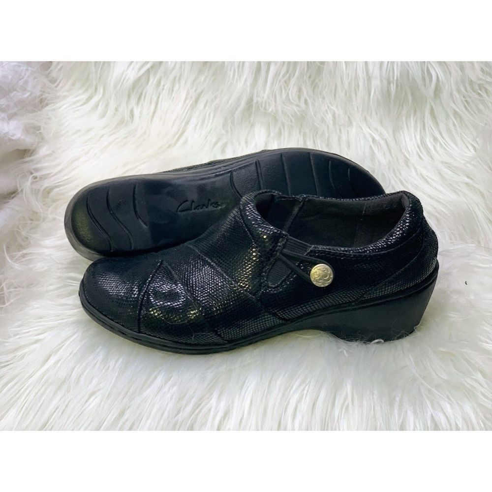 Clarks Womens SZ 7.5 Black Sparkle Soft Cushion